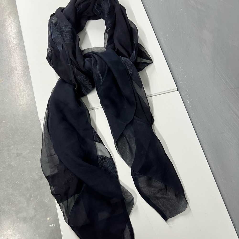 Elegant Navy Printed Sheer Scarf